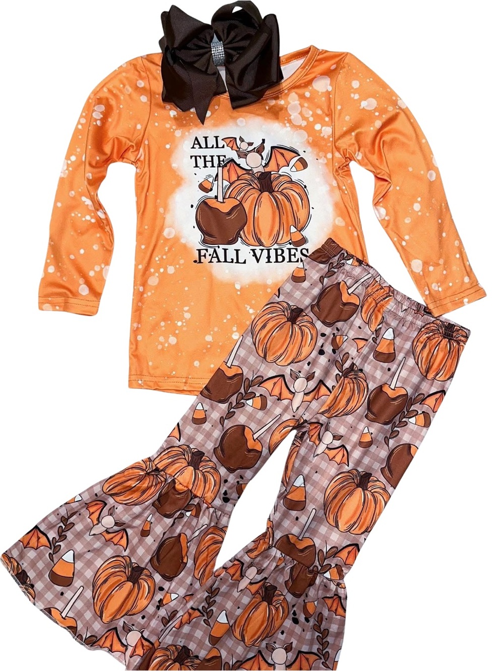 NEW Halloween Pumpkin Patch Fall Vibes Boutique Bell Bottom Set Multiple Sizes